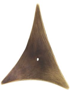 a metal object that looks like a triangular shape with a hole in the middle, on a white background