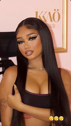 New Years Makeup Black Women, Bold Glam Makeup Black Women, Black Makeup Ideas Eyeshadows, Baddie Birthday Makeup Looks, Makeup Looks Birthday Glam, New Years Makeup Ideas Black Women, Bratz Doll Makeup Look Black Women, Full Beat Makeup Black Women, Birthday Make Up Looks Black Women