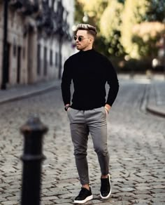 Turtle Neck Outfit Men Casual, Turtle Neck Outfit Men, Streetwear Men Outfits Street Fashion, Turtleneck Outfit Men, Black Turtleneck Outfit, Turtleneck Outfits, Outfits Men Streetwear