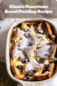 Traditional panettone bread pudding, soft and spiced, perfect as a simple holiday dessert that’s quick to make and enjoy with family. Italian Christmas Desserts, Panettone Recipe, Italian Christmas Recipes, Fresh Whipped Cream, Progressive Dinner, Sugar Plums