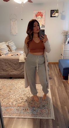 Plus Size Lazy Outfits, Comfy Curvy Outfits, Comfy Outfits Midsize, Lazy Outfits Midsize, Cute Lazy Fall Outfits, Flattering Outfits For Mom Pooch, Curvy Lounge Outfits, Lazy Day Fall Outfits, Lounge Outfit Midsize