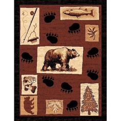 a bear rug with many different items on it