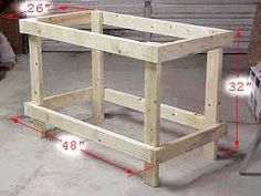 an image of a table being built with measurements for the top and bottom parts on it