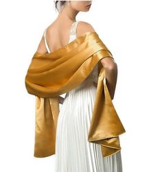 Satin evening scarf shawl Elegant Cloak for Your Special Night Out This satin evening scarf shawl is the perfect accessory to elevate your look for a night out. Crafted from smooth, lightweight satin, this scarf will flow gracefully over your shoulders while adding a touch of drama. Stylish & Versatile Equally at home dressing up a little black dress or complementing a formal gown, this scarf shawl lends any outfit a sophisticated flair. The generous proportions allow you to wear it traditionall Gold Shawl, Evening Scarf, Satin Shawl, Dress With Shawl, Bridal Wrap, Satin Evening Dresses, Wedding Shawl, Scarf Dress, Cape Dress