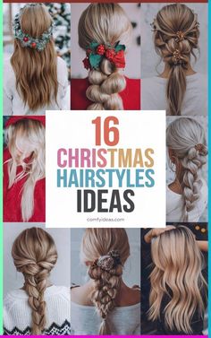 Get ready to dazzle at your holiday parties with these 16 stunning Christmas hairstyles. From elegant updos to festive curls, these looks are perfect for any celebration. Visit our site for step-by-step tutorials and more holiday hair inspiration! Hair Ribbons Hairstyles, Holiday Hair Inspiration, Holiday Hair Tutorial, Christmas Hairstyle, Diy Updo, Christmas Party Hairstyles, Sparkly Hair Accessories, Hairstyles Theme, Bubble Ponytail