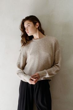 Indulge in effortless style with the Evie Pullover Sweater. This lightweight closet staple is the perfect blend of chic and casual, making it a must-have addition to your wardrobe. Whether you're dressing up for a day out or lounging at home, the Evie Pullover Sweater will keep you looking and feeling your best. Pairs perfectly with our Wide Leg Trousers. Polished Casual, Denim Blouse, Cozy Chic, Jumpsuit Shorts Rompers, Beige Sweater, Sweater Sale, Country Outfits, Winter Clothes, Tailored Trousers