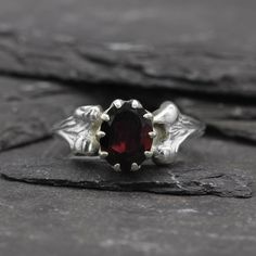 Garnet Gothic Bone Engagement Ring Engagement Rings Uk, Bone Ring, Dark Style, Birmingham Uk, J Us, Ring Hand, Life Force, Garnet Stone, Rings Set