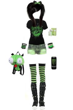 Scean Kid Outfits, Scene Outfits Summer, Colorful Emo Outfits, Green Emo Outfits, Aliencore Outfit, 80s Neon Outfit, Scene Outfits 2000s