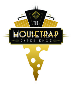 the mousetrap experience logo on a white background with black and gold lettering that reads,