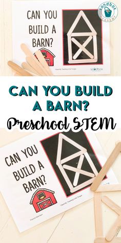 two pictures with the words can you build a barn?