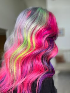 Custom colored wigs unicorn colors rainbow colors pride hair prism hair split hair pastel colors up too 22 inches I can do longer if you need a longer length Fantasy Color Hair, Prism Hair Color, Prism Hair, Custom Color Wigs, Pride Hair, Exotic Hair Color, Fantasy Hair Color, Unicorn Hair Color, Vivid Hair