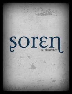 the title for soren n thunder, written in blue ink on a gray background