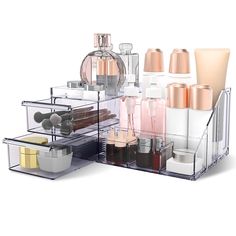 PRICES MAY VARY. ELEVATE YOUR VANITY WITH EXQUISITE DESIGN: Our elegant makeup organizer adds a touch of sophistication to your vanity countertop, bathroom, dressing table, or desk. Its sleek and transparent design not only looks great wherever it's placed but also ensures easy visibility, making finding your favorite products a breeze. Stay effortlessly stylish with a timeless organizer that complements any space. UNPARALLELED STORAGE CAPACITY: Experience the luxury of ample space for all your Vanity Makeup Organizer, Makeup Organizer Countertop, Bathroom Dressing Table, Organizer For Makeup, Nail Organization, Clear Makeup Organizer, Vanity Organizer, Countertop Bathroom, Lipstick Organizer