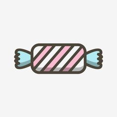 a candy bar with pink and blue stripes on it's side, in the middle of