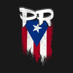 the puerto flag is painted on top of a black shirt with white stars and an american flag