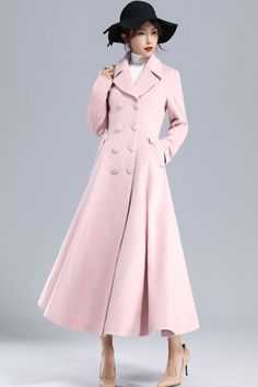 Cloak Dress, Fit And Flare Coat, Pink Wool Coat, Women Winter Coat, Hooded Wool Coat, Summer Coats, Wool Coat Women, Long Wool Coat, Wool Clothing