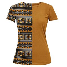 This Mixed African Tribal Print Women T-shirt is a stylish addition to your wardrobe. Made from high-quality fabric, it features a unique mix of vibrant tribal prints that offer a one-of-a-kind look. Perfect for any occasion, this shirt is comfortable and full of character. Product Features Please Compare your Measurements To our Size Chart This T-shirt is Designed for fashionable women. Made from 5.47 Oz. 100% polyester. Double-needle hemmed sleeves and bottom. Vivid print that will never fade Indoor Outdoor Bathroom, Outdoor Bathrooms, Canvas Decor, Round Area Rugs, Skirt Leggings, Women T Shirt, Cushion Covers, Product Features, Women's T Shirt