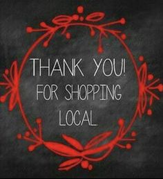 thank you for shopping local on a chalkboard