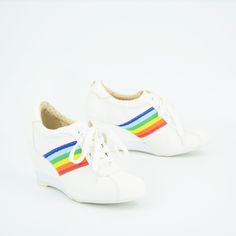 Inspired by the roller derby babes of the 1970's, you're going places in this cute wedge lace-up! Dedicated to spreading joy and love for ALL human kind we made this special limited edition Dallas wedge in support of PRIDE. With each purchase, a portion of sales will go to support a local LGBTQ+ organization and we're so excited to share the rainbow love to you & everyone around the world! Proud To Be 100% Vegan Friendly. Upper Material: Faux smooth leather + Nylon Fabric Included are two laces- Cute Wedges, Going Places, Roller Derby, Wedge Boots, Adidas Tubular Defiant, White Sneaker, Smooth Leather, Wedge Sandals, Derby