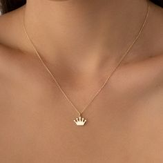 14k Solid Gold Crown Pendant Necklace is chic, elegance, minimalist and meaningful. You can wear Gold Crown Charm alone everyday or you can wear princess necklace for your special day. 14k real gold crown necklace is perfect gift for mother, grandmother, wife, girl friend, valentine, love, sister, daughter, niece or bridesmaid. Crown Necklace can be perfect gift for birthday, anniversary, wedding or to make happy your loved one. If you want engrave an initial or something on crown pendant, pleas Friend Valentine, Bridesmaid Crown, Queen Necklace, Crown Pendant Necklace, Gold Pendent, Mini Crown, Crown Charm, Crown Pendant, Dainty Initial Necklace