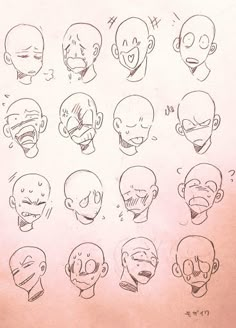 a bunch of different facial expressions drawn on paper