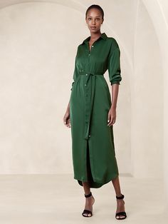 Tie-Waist Maxi Shirtdress | Banana Republic Factory