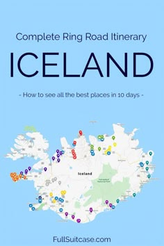 the iceland road map with all the places in it