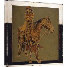 a painting of a man riding on the back of a horse