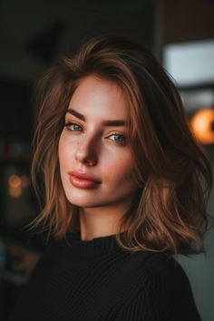 35 Medium Length Hairstyles: Sunset Glow Lob Medium Length Hairstyles, Tousled Hair, Sunset Glow, Shoulder Hair, Lob Hairstyle, Effortless Hairstyles, Girl Haircuts, Sleek Ponytail, Mid Length Hair