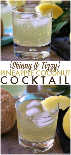 two glasses filled with pineapple coconut cocktail