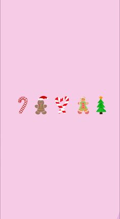 a pink background with candy canes and gingerbreads on the bottom right corner