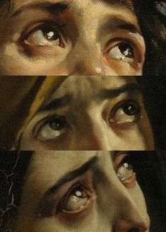 three different pictures of the same person's eyes