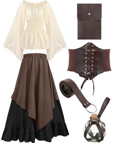 PRICES MAY VARY. What's Included in the Package: the package comes with 1 piece of potion bottle with cork, 1 piece of pouch, 1 piece of leather belt, and 1 piece of corset waist belt, and 1 piece of Victorian dress, you can wear them in a suit, or wear them separately Renaissance Dress Costume: our dress is design in classic beige and brown colors, vintage and elegant, delicate and nice looking, you can tie the waist belt to show your body shape well, making you look more eye catching Durable a Halloween Pirate Costume, Corset Waist Belt, Fair Outfits, Irish Women, Basic Hoodie, Corset Belt, Linen Shirt Dress, Pirate Costume, Potion Bottle