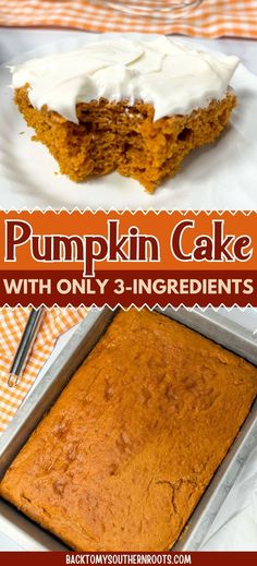 pumpkin cake with only 3 ingredients on top