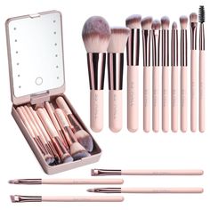 PRICES MAY VARY. Title: BS-MALL Travel Makeup Brush Set Foundation Powder Concealers Eye Shadows Makeup Set with LED light Mirror 14 Pcs (APINK). Product Type: Products > Tools & Accessories > Makeup Brushes & Tools > Brush Sets Led Light Mirror, Light Mirror, Foundation Powder, Eye Shadows, Makeup Set, Travel Makeup, Makeup Brush Set, Makeup Brush, Brush Set