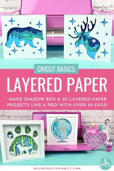 the cricut basics layered paper project is displayed on a table