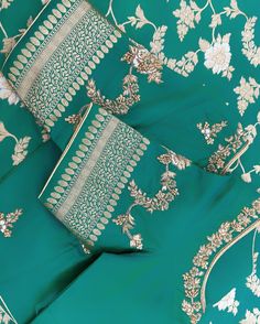 A closer look at the timeless amalgamation of shades of green, silver and gold, made exquisite with zari, crystals, and silk thread elements. Saree from @reshamweave Get yours done. DM : @rajeedesignstudio Contact : +91 8884422996 Location : 5th Block, Jayanagar #workblouse #workblouses #sareeblousedesigns #sareeblouse #silksarees #silksareesonline #silksareeblousedesigns #bridalsarees #weddingsaree #kanchipuramsaree #muhurthamsarees #pattusaree #patternblouse #blousepattern #aariworkbl... Aari Simple Designs, Benaras Sarees, Aari Blouse Design, Cradle Ceremony, Gold Bangles For Women, Simple Work