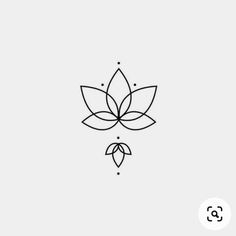 a line drawing of a flower with two leaves on it's petals, and three dots