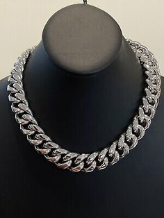 Top Rated 18mm Men's Miami Cuban Link KILO Choker White Gold Stainless Real Hip Hop Chain, Fashion Jewelry 333 Jewelry, Cuban Link Choker, Hip Hop Chains, Real Hip Hop, Y2k Accessories, Miami Cuban Link, Miami Cuban, Chain Fashion, Chains Necklaces