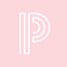 the letter p in white on a pink background