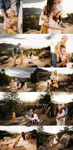 a collage of family photos taken in the mountains