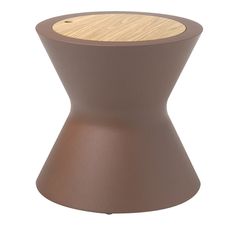 a brown stool with a wooden top on a white background, it appears to be made from wood