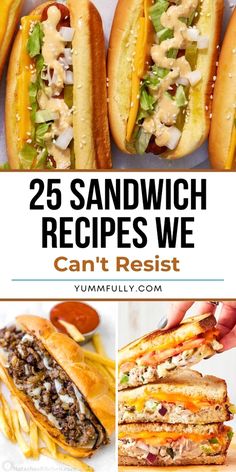 sandwiches with the words 25 sandwich recipes we can't resist