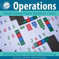 JRMontessori cover image for small stamp game addition cards Multiplication Cards, Place Value Game, Printing Practice, Math Operations, Montessori Classroom, Primary Education, Place Value