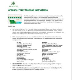 the brochure for arbonne 7 - day cleanse instructions