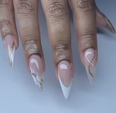 Almond Nails Trendy, Classy Almond Nails, Stilleto Nails Designs, Wow Nails, White Acrylic Nails, Work Nails