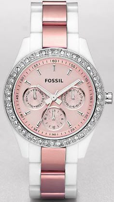 Im so getting this watch! love it!!!! Fossil Stella Multifunction Pink Dial Watch $55.95! Pink Watch, Pink Bling, Tick Tock, Everything Pink, Email List