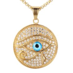 PRICES MAY VARY. 【High-quality Material】This Eye of Ra necklace is made of high quality titanium steel, meticulously crafted, which is robust and will not tarnish or rust easily, and it is easy to clean. 【Size】Eye of Ra pendent 1.26 inch (32mm); Chain length 23.6 inches (60cm); Product weight 40g / 1.4oz. �【Unique Design】In ancient Egypt, the Eye of Ra is a symbol of protection, wisdom, health and rebirth. Today, it is worn in the form of jewelry, which is used as not only an amulet to protect fr Ancient Egyptian Symbols, Symbol Of Protection, Eye Of Ra, Egyptian Symbols, Egyptian Jewelry, Chain Jewelry, Gift For Christmas, Stainless Steel Necklace, Ancient Egyptian