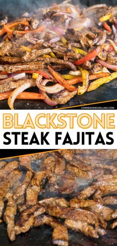 This quick and easy 30 minute meal is the perfect family dinner idea for tonight! This steak recipe is bursting with flavor from fajita seasoned steak, peppers and onions. Blackstone cooking has never been this good! Save this smoked beef recipe for later! Black Stone Steak, Fajitas Blackstone, Fajitas For A Crowd, Blackstone Steak, Griddle Meals, Stone Dishes, Griddle Ideas