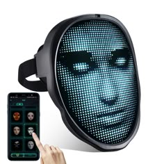 PRICES MAY VARY. LED Face Transforming Mask - This is the coolest led mask for this Halloween, Christmas. It can be controlled by phone app and has up to 45 animations and 70 still images to choose from. You can also DIY and upload your own photos. If you don’t want to use a phone, with a motion sensor on the face mask, you can even transform faces by simply waving your hands. Get ready to party. DIY Faces and Music Rhythm - You Can add photos or DIY scrolling text on this halloween mask. If you Light Up Costumes, Mascaras Halloween, Halloween Ball, Led Face Mask, Face Change, Glow Mask, Led Mask, Led Diy, Graffiti Designs